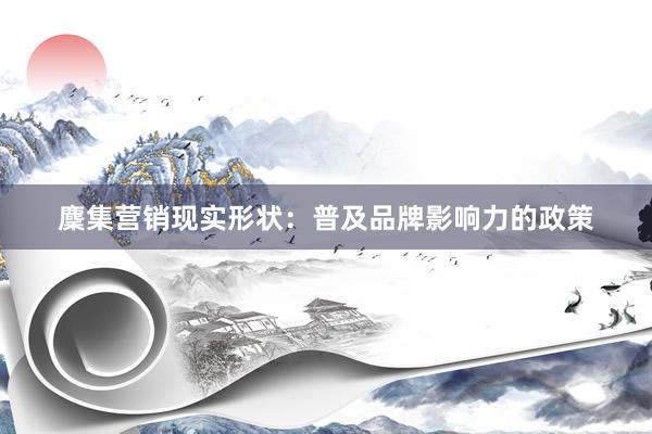 麇集营销现实形状：普及品牌影响力的政策