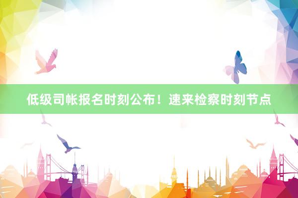 低级司帐报名时刻公布！速来检察时刻节点